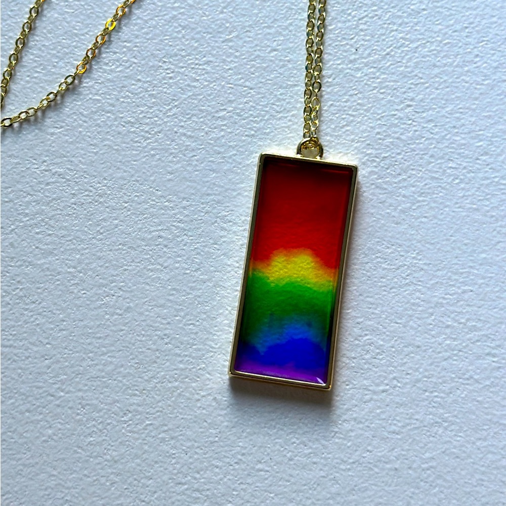 Pride Gold Necklace, Rainbow Jewelry, LGBTQ+